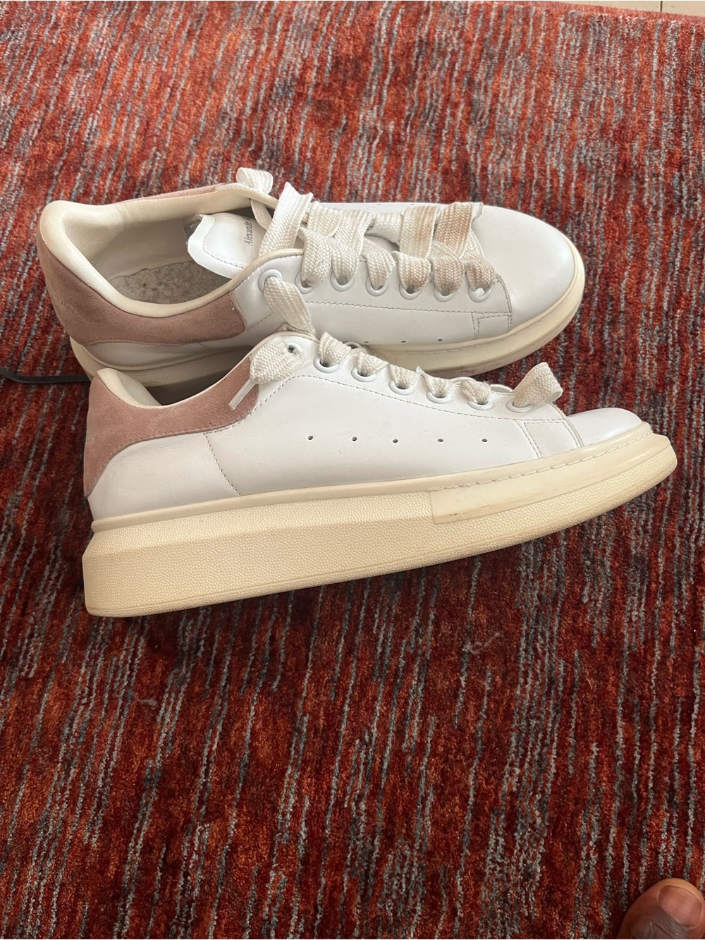 Alexander McQueen White Sneakers with Pink Heel Tab